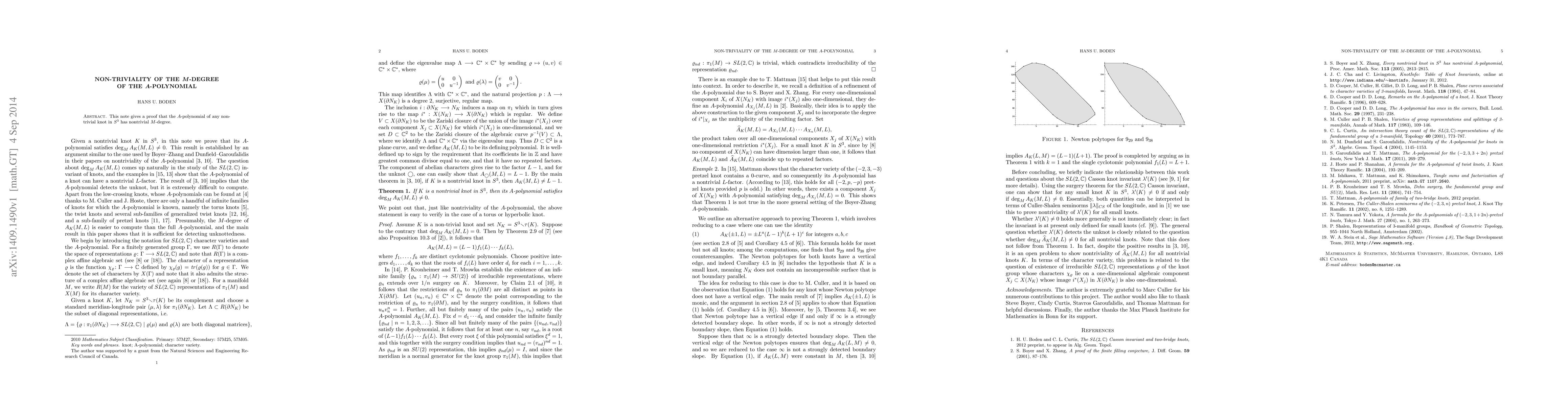 Thumbnail for Non-triviality of the $M$-degree of the $A$-polynomial