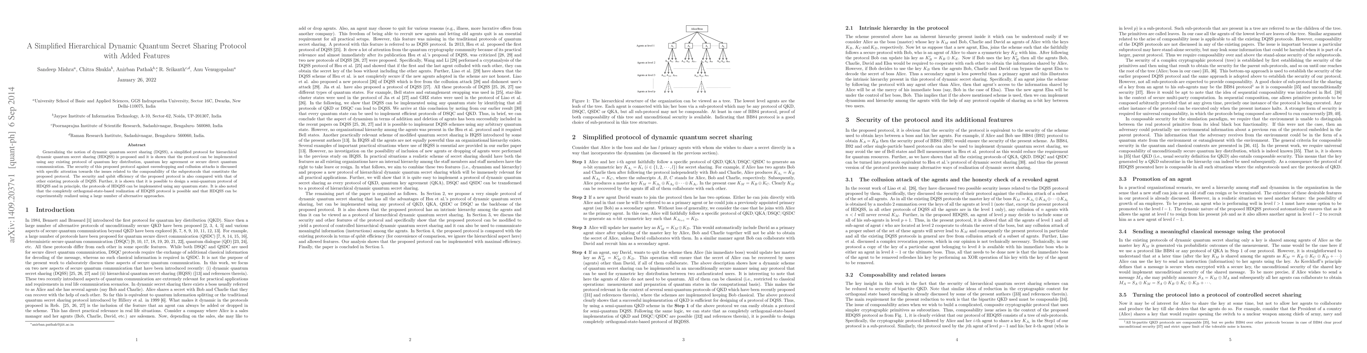 Thumbnail for A Simplified Hierarchical Dynamic Quantum Secret Sharing Protocol with
  Added Features