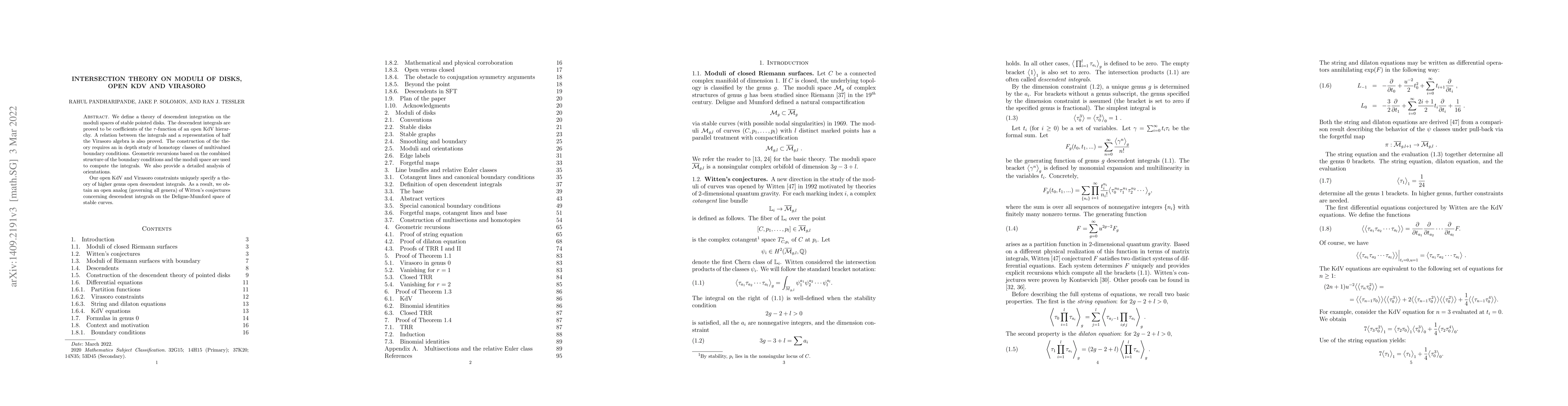 Thumbnail for Intersection theory on moduli of disks, open KdV and Virasoro