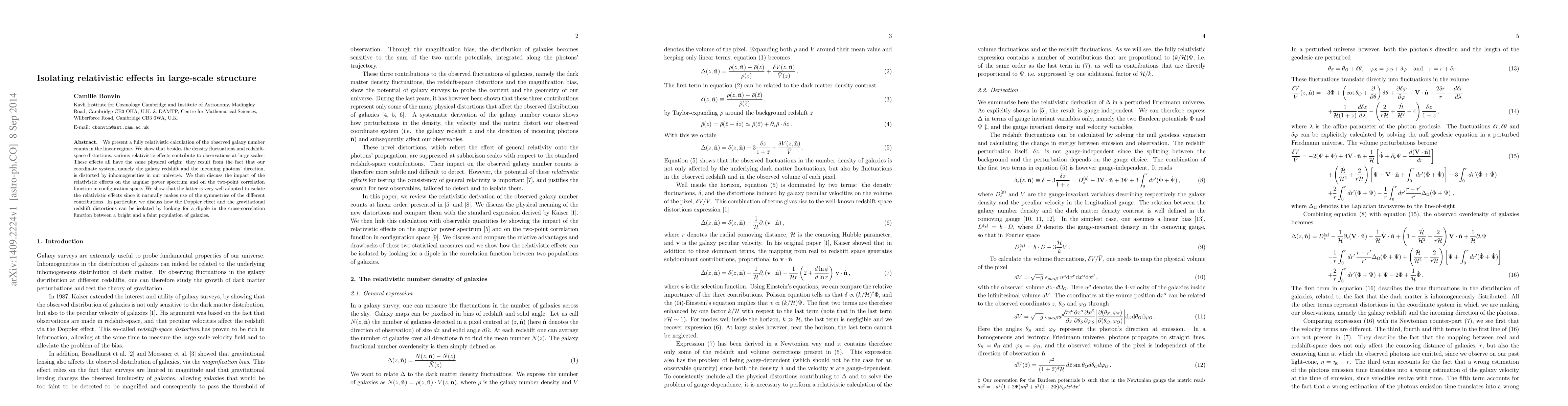 Thumbnail for Isolating relativistic effects in large-scale structure
