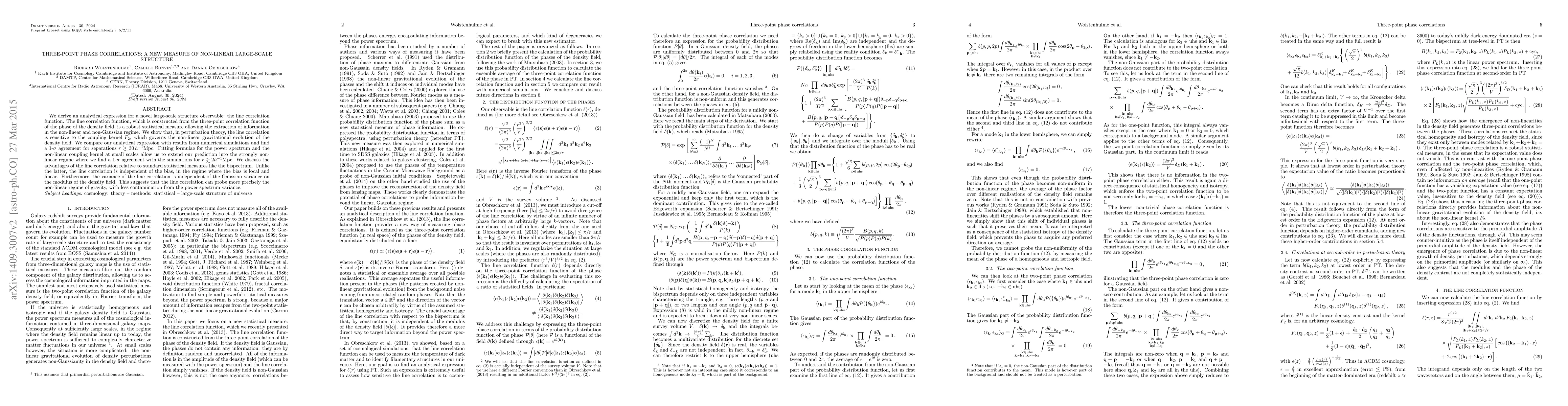 Thumbnail for Three-point phase correlations: A new measure of non-linear large-scale
  structure