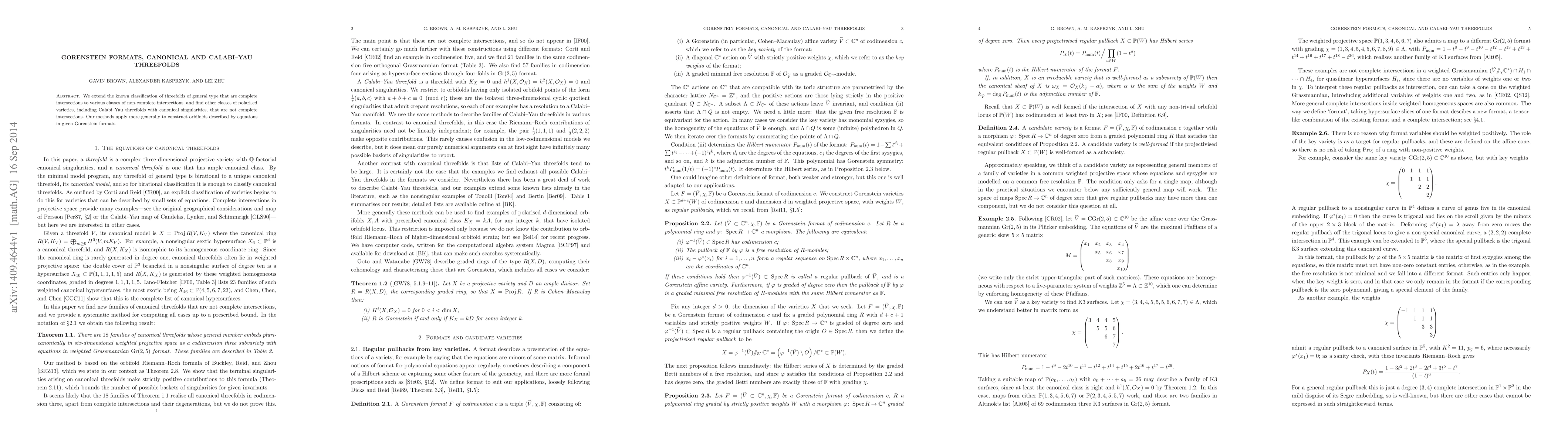 Thumbnail for Gorenstein formats, canonical and Calabi-Yau threefolds