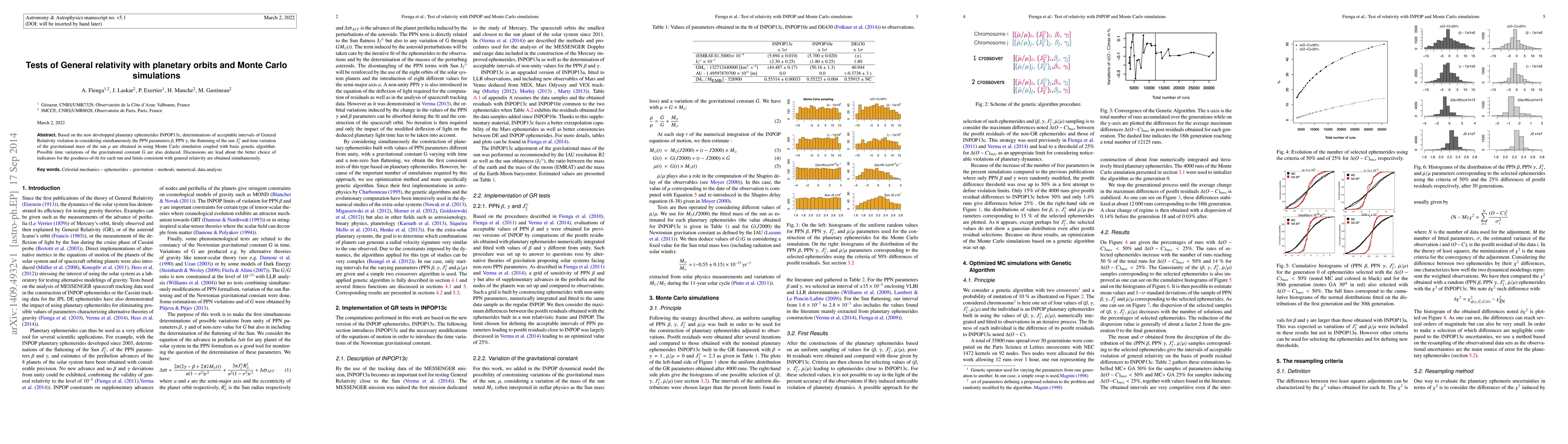 Thumbnail for Tests of General relativity with planetary orbits and Monte Carlo
  simulations