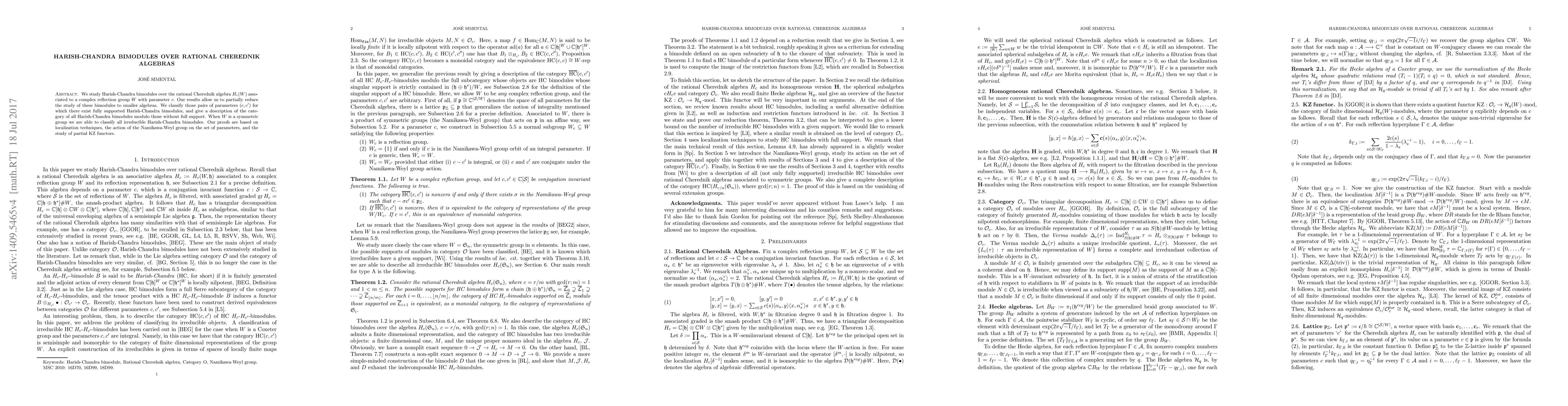 Thumbnail for Harish-Chandra bimodules over rational Cherednik algebras