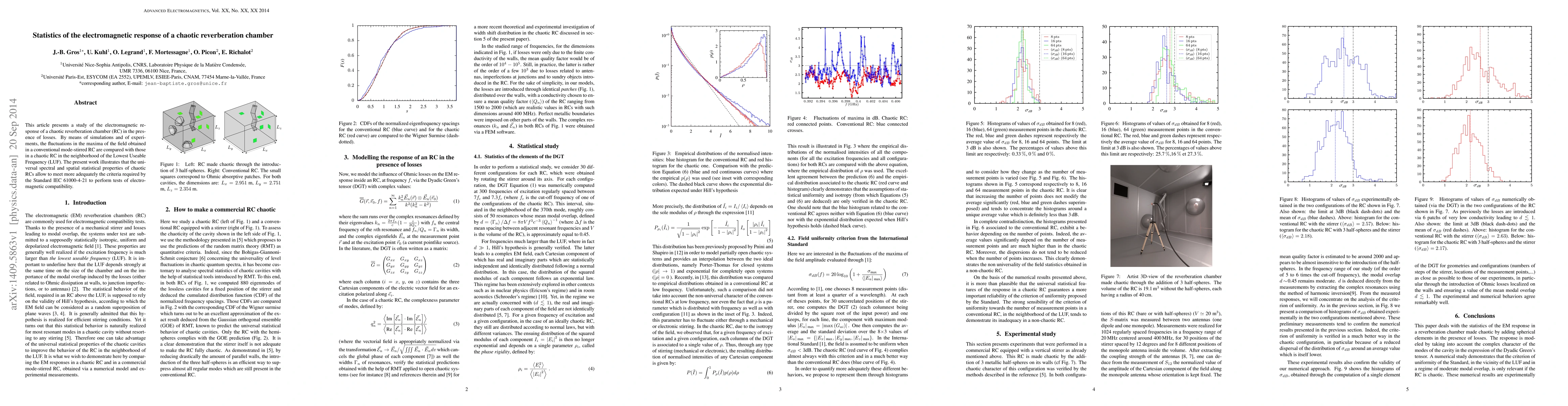 Thumbnail for Statistics of the electromagnetic response of a chaotic reverberation
  chamber