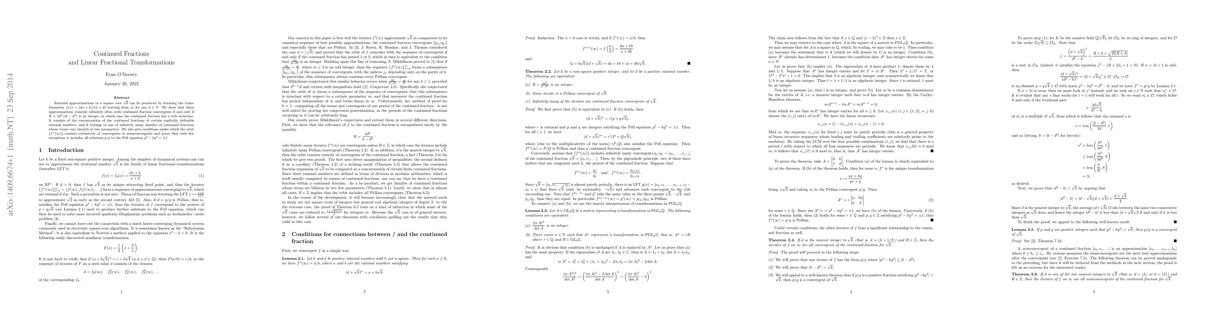 Thumbnail for Continued Fractions and Linear Fractional Transformations