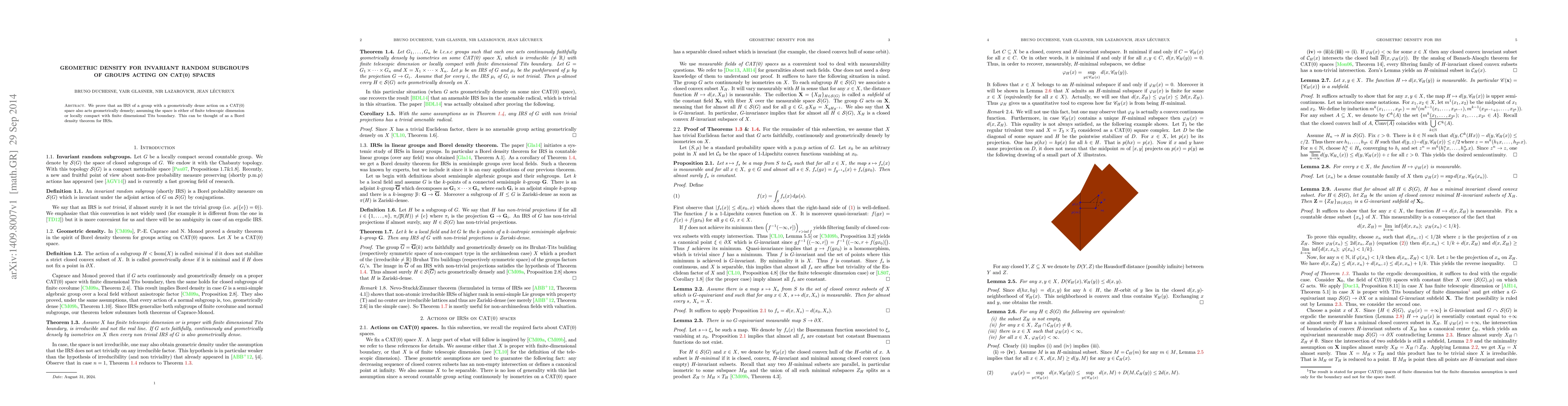 Thumbnail for Geometric density for invariant random subgroups of groups acting on
  CAT(0) spaces
