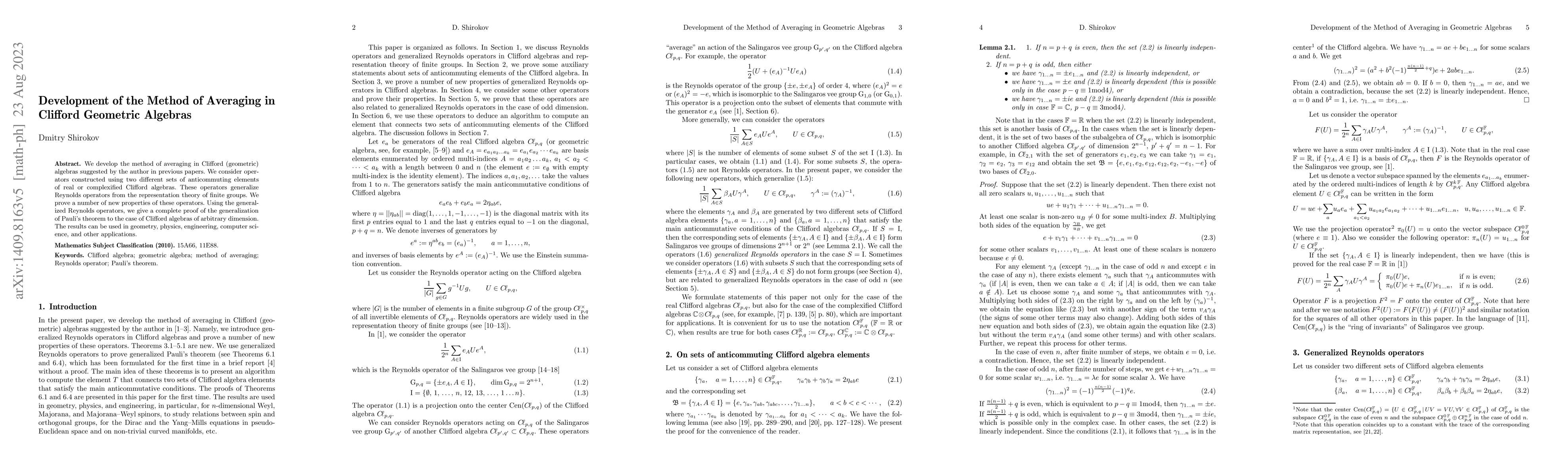 Thumbnail for Development of the Method of Averaging in Clifford Geometric Algebras