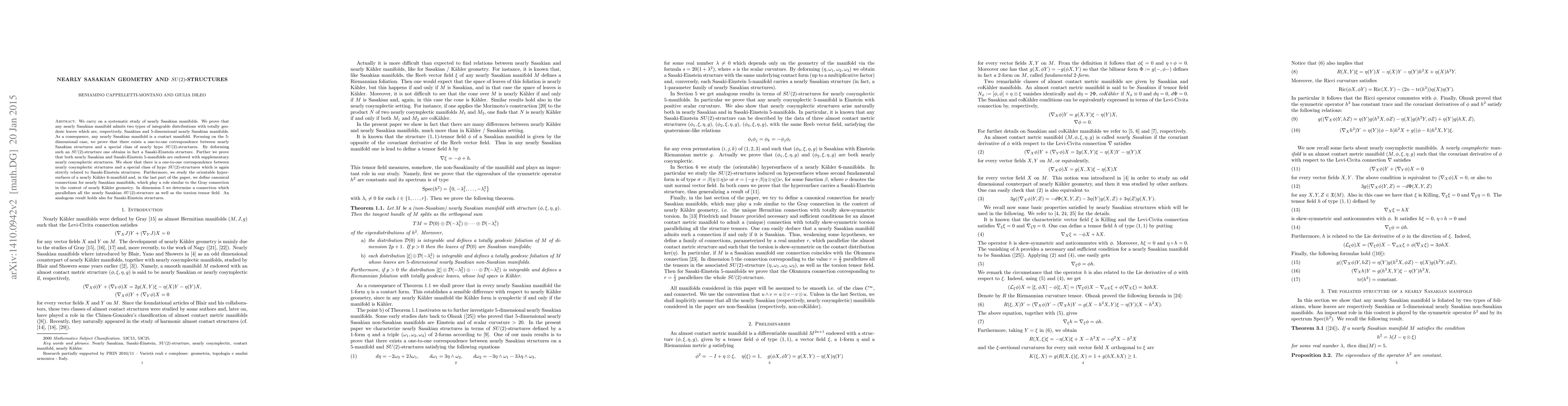 Thumbnail for Nearly Sasakian geometry and $SU(2)$-structures