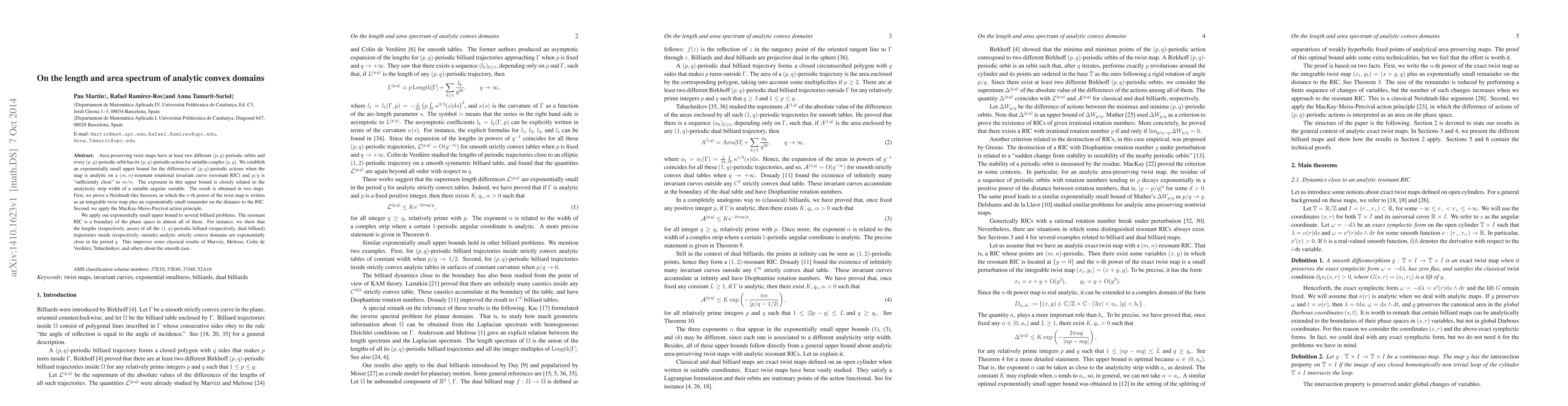 Thumbnail for On the length and area spectrum of analytic convex domains