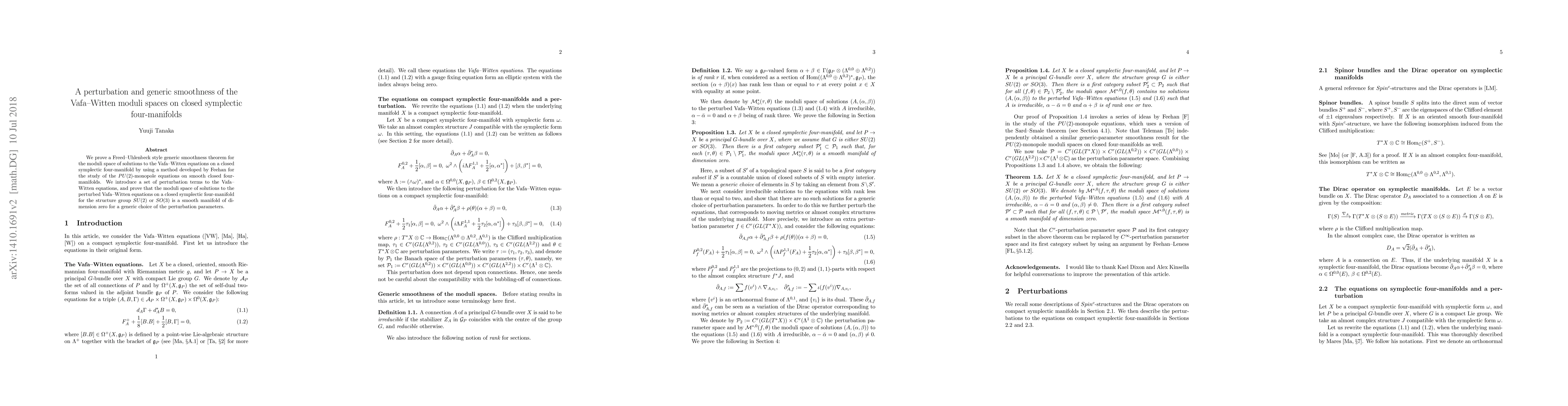 Thumbnail for A perturbation and generic smoothness of the Vafa-Witten moduli spaces
  on closed symplectic four-manifolds
