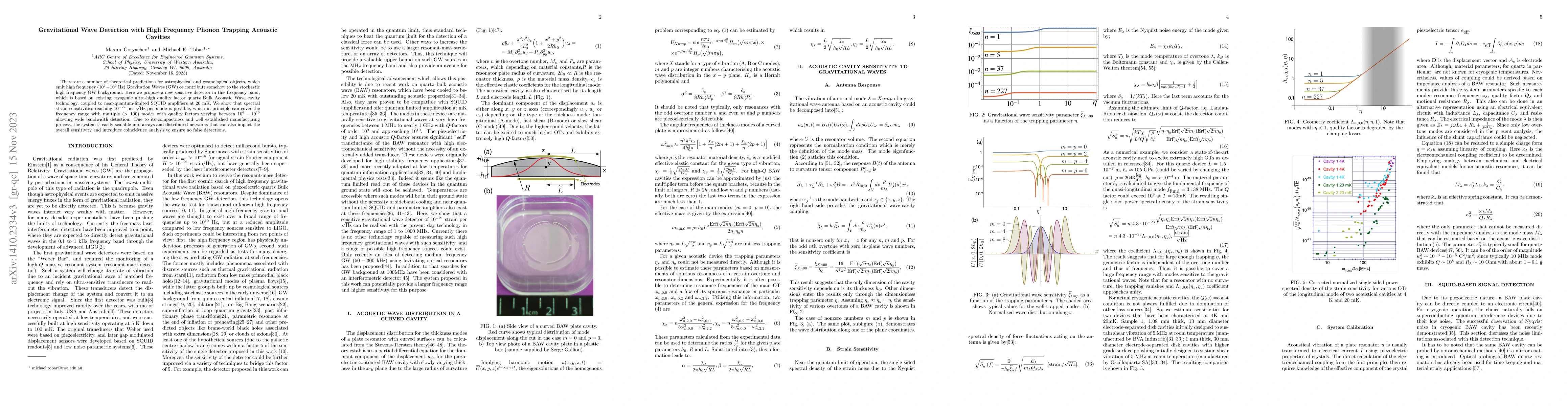 Thumbnail for Gravitational Wave Detection with High Frequency Phonon Trapping
  Acoustic Cavities