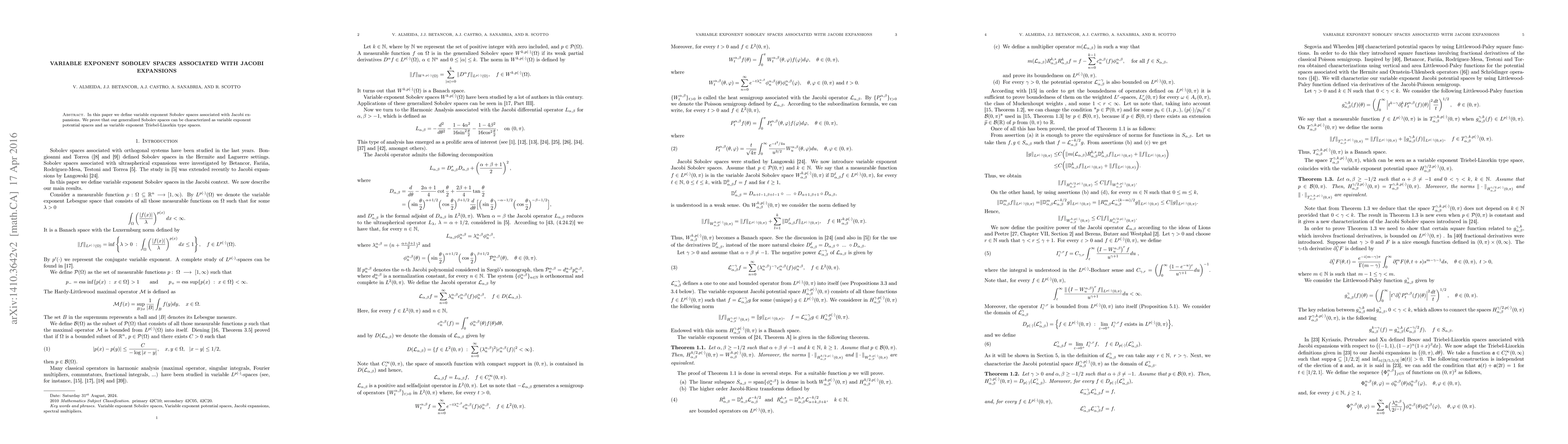 Thumbnail for Variable exponent Sobolev spaces associated with Jacobi expansions
