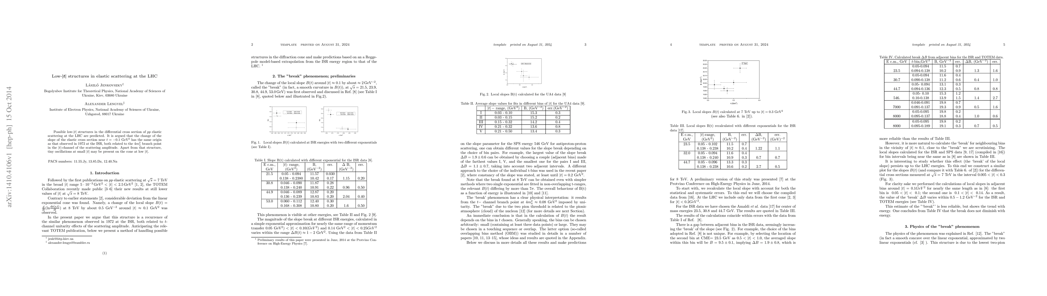 Thumbnail for Low-|t| structures in elastic scattering at the LHC