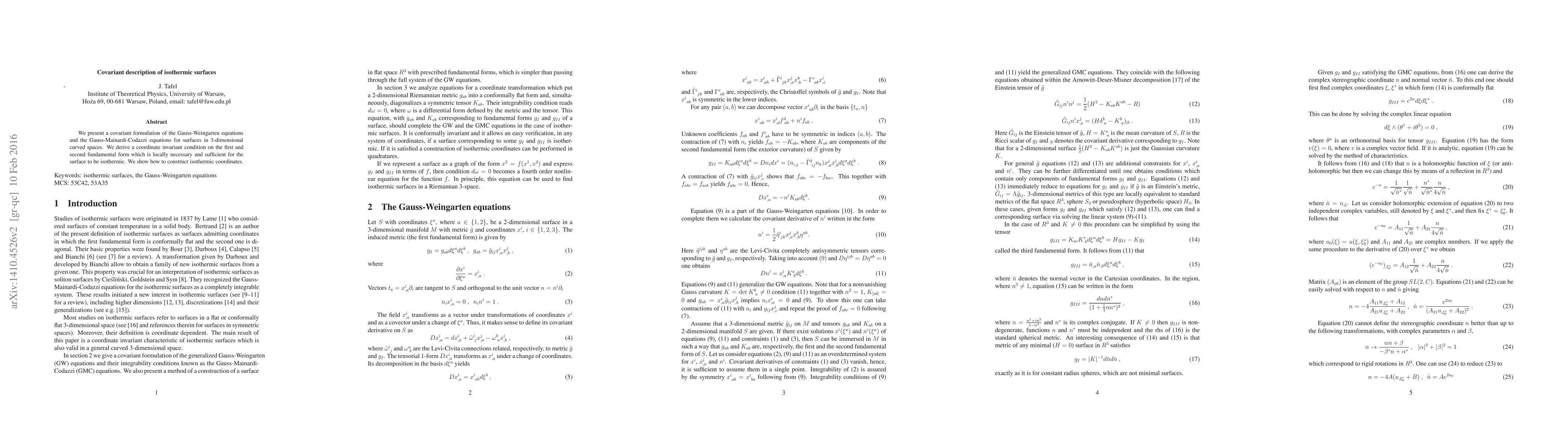 Thumbnail for Covariant description of isothermic surfaces