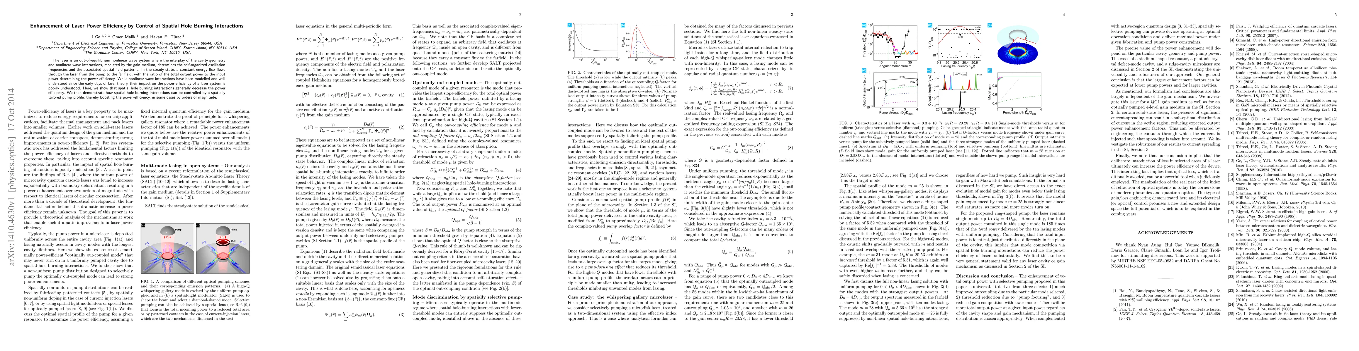 Thumbnail for Enhancement of Laser Power Efficiency by Control of Spatial Hole Burning
  Interactions