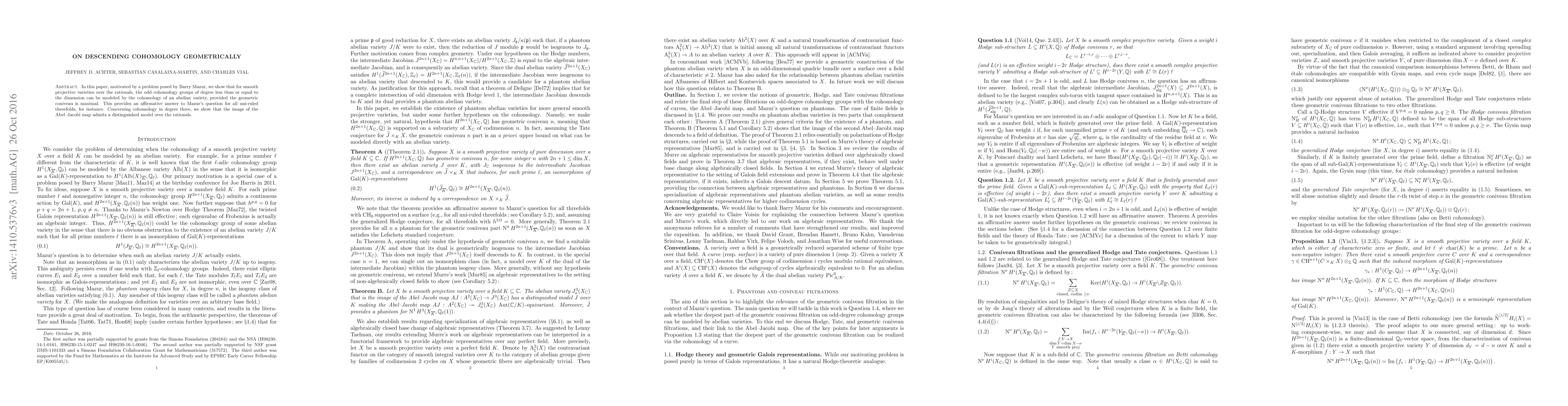 Thumbnail for On descending cohomology geometrically