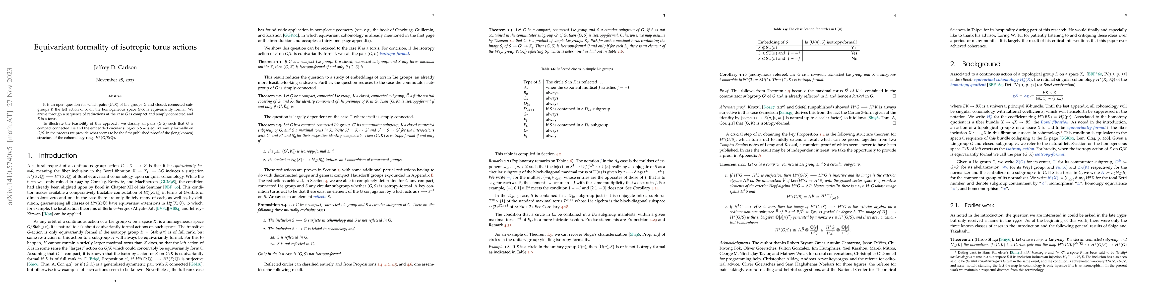 Thumbnail for Equivariant formality of isotropic torus actions