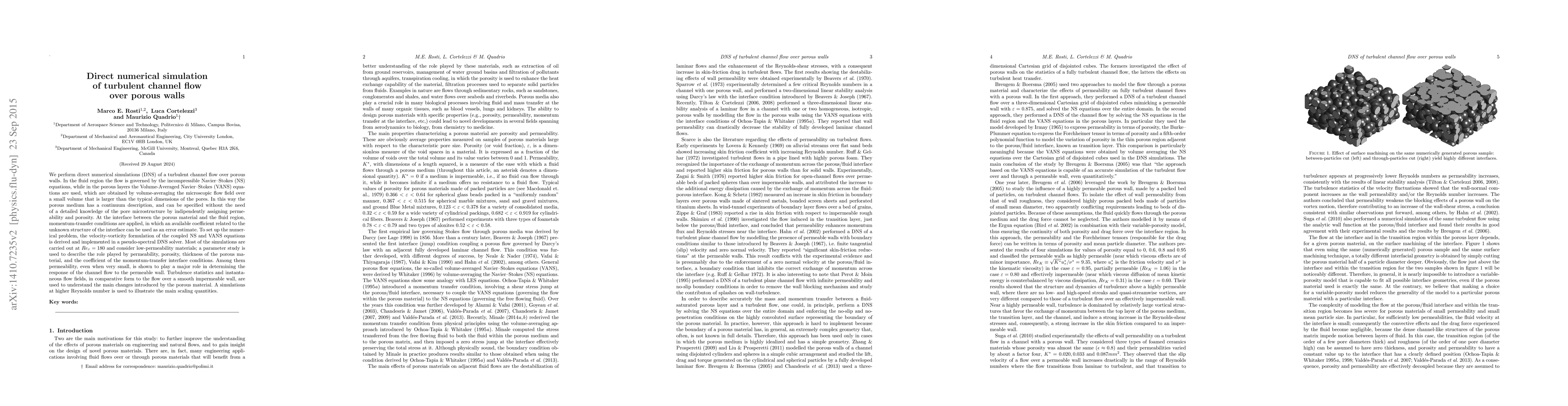 Thumbnail for Direct numerical simulation of turbulent channel flow over porous walls