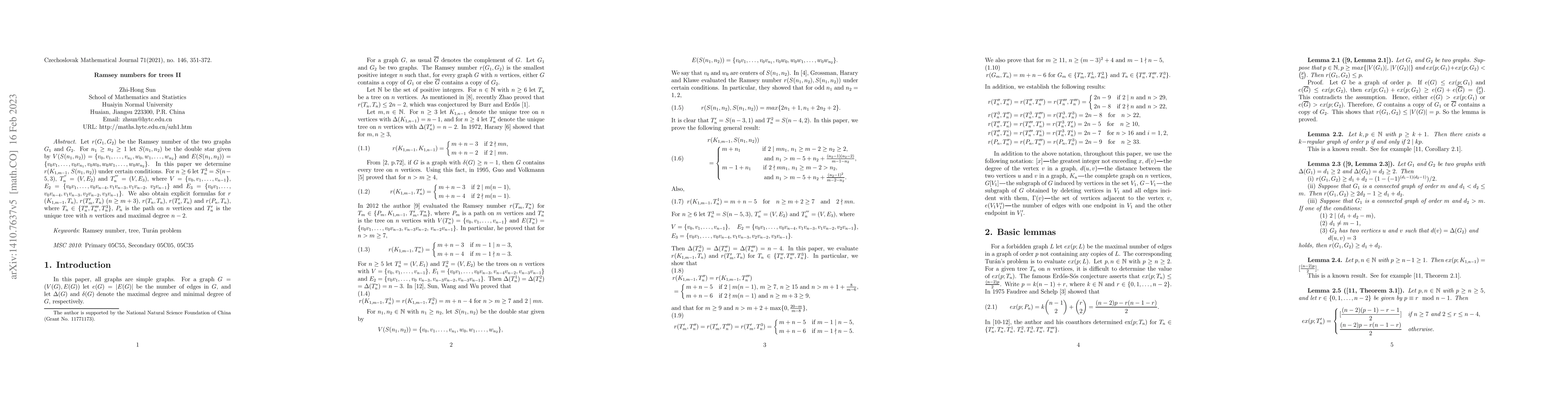 Thumbnail for Ramsey numbers for trees II