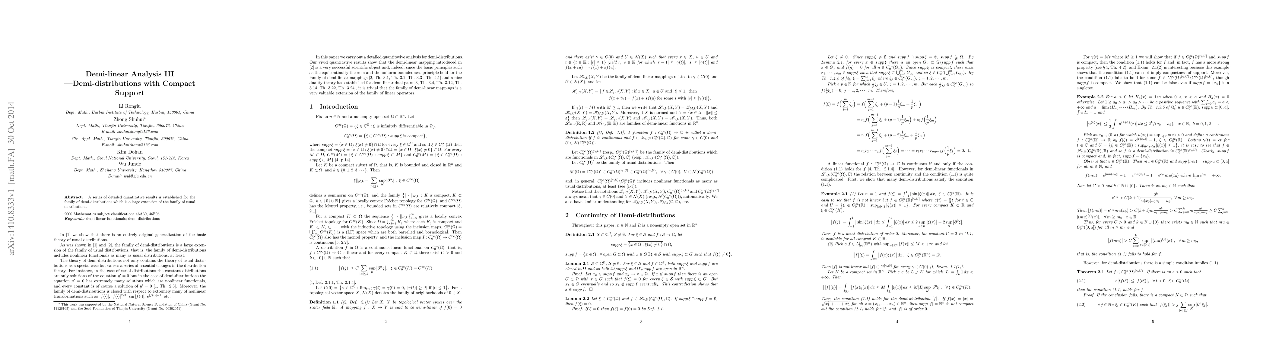 Thumbnail for Demi-linear Analysis III -- Demi-distributions with Compact Support