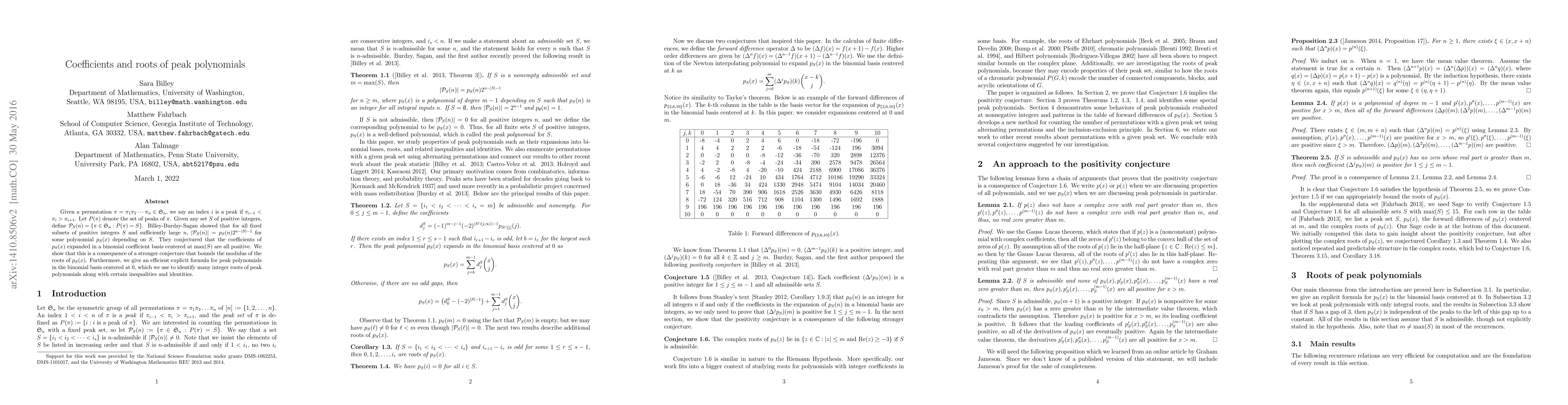 Thumbnail for Coefficients and roots of peak polynomials