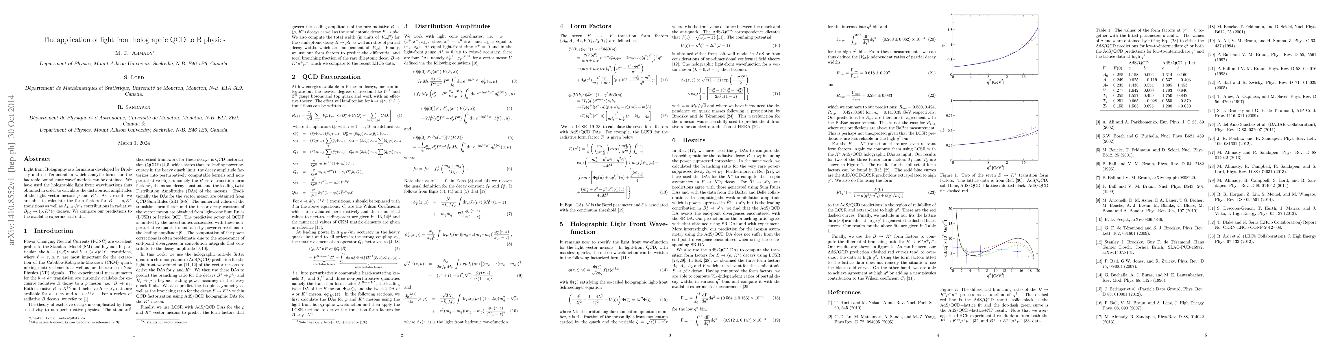 Thumbnail for The application of light front holographic QCD to B physics