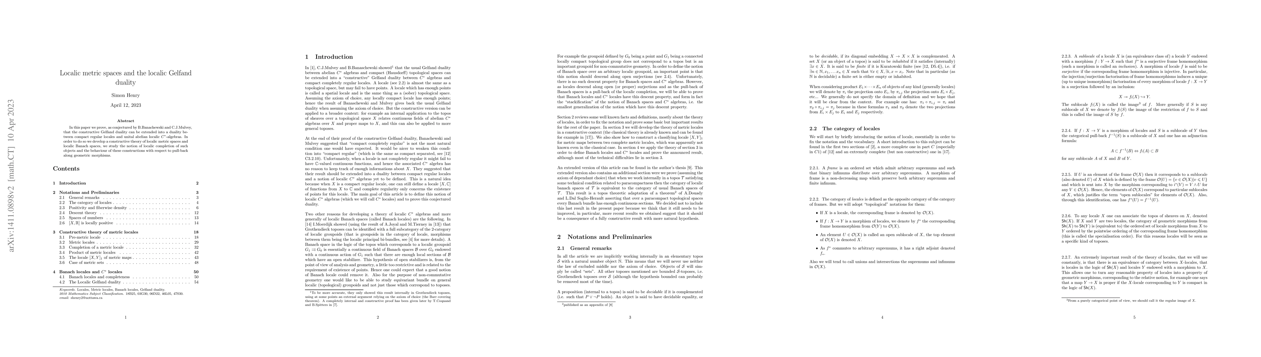 Thumbnail for Localic Metric spaces and the localic Gelfand duality
