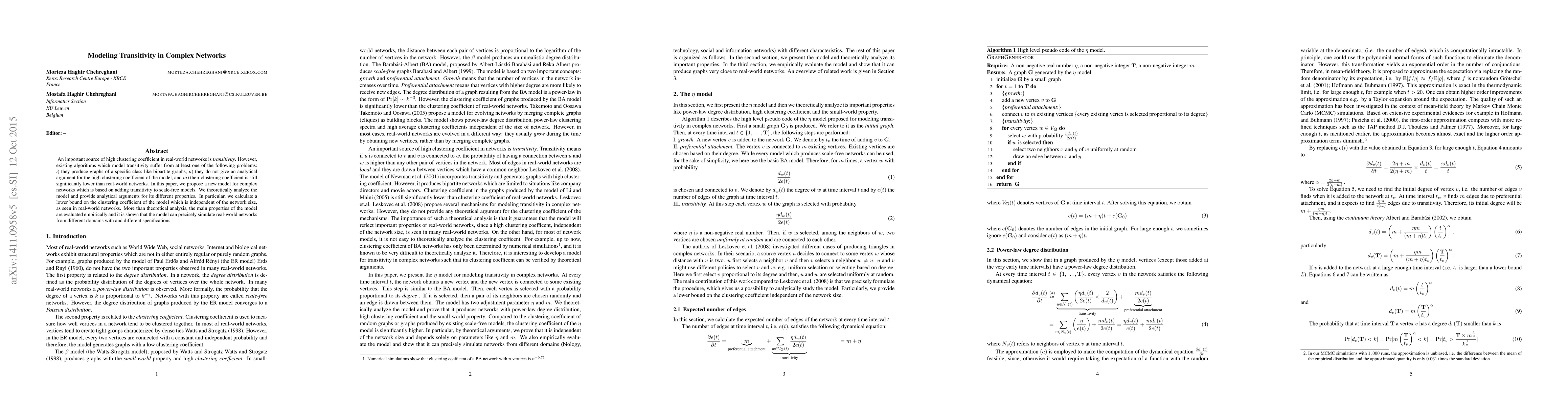 Thumbnail for Modeling Transitivity in Complex Networks