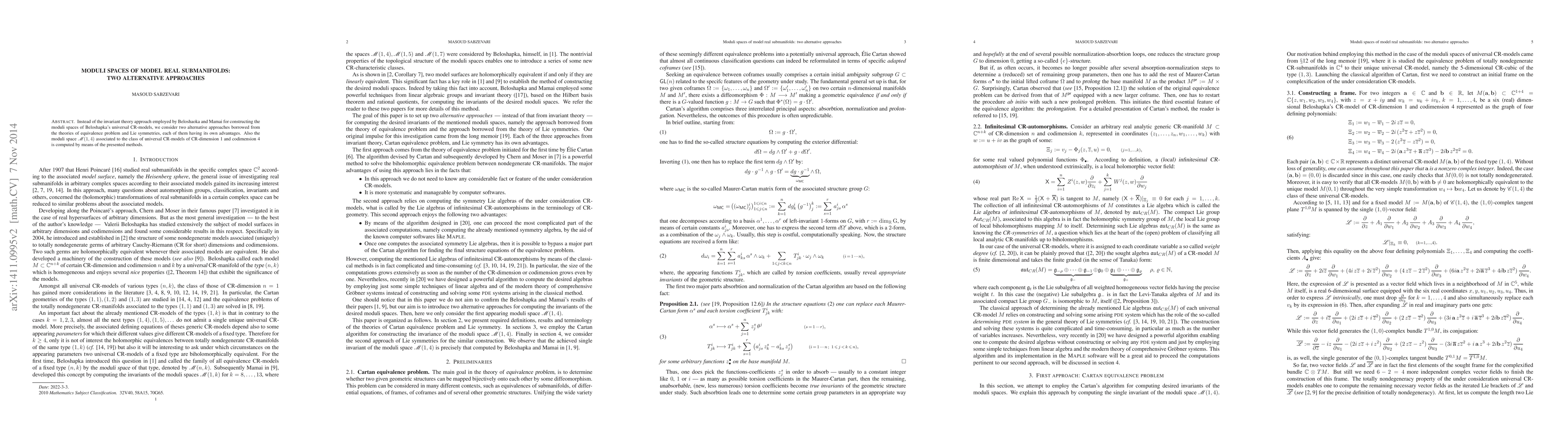 Thumbnail for Moduli spaces of model real submanifolds: two alternative approaches