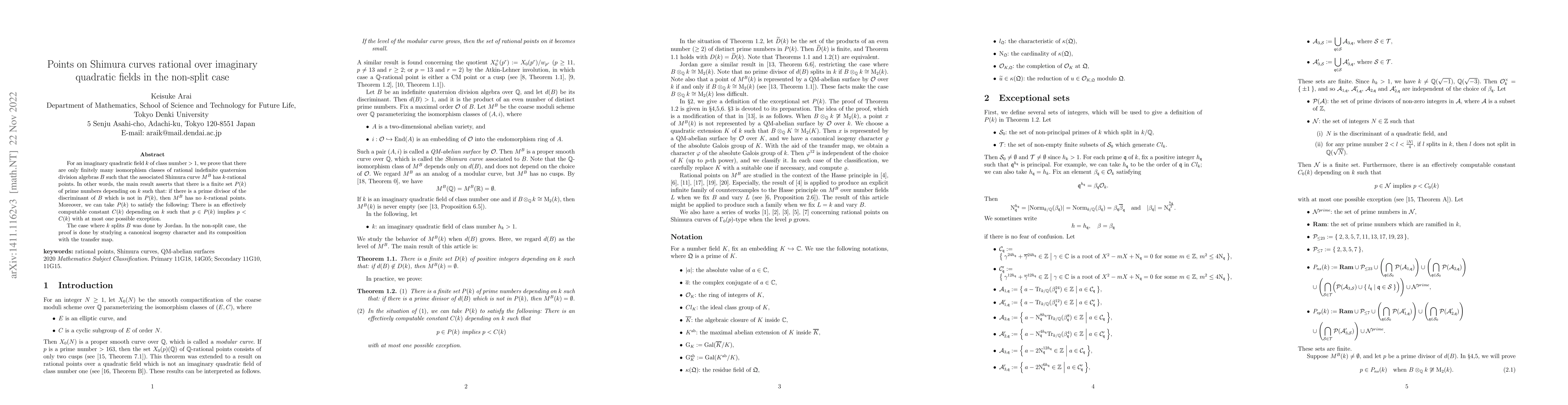 Thumbnail for Points on Shimura curves rational over imaginary quadratic fields in the
  non-split case