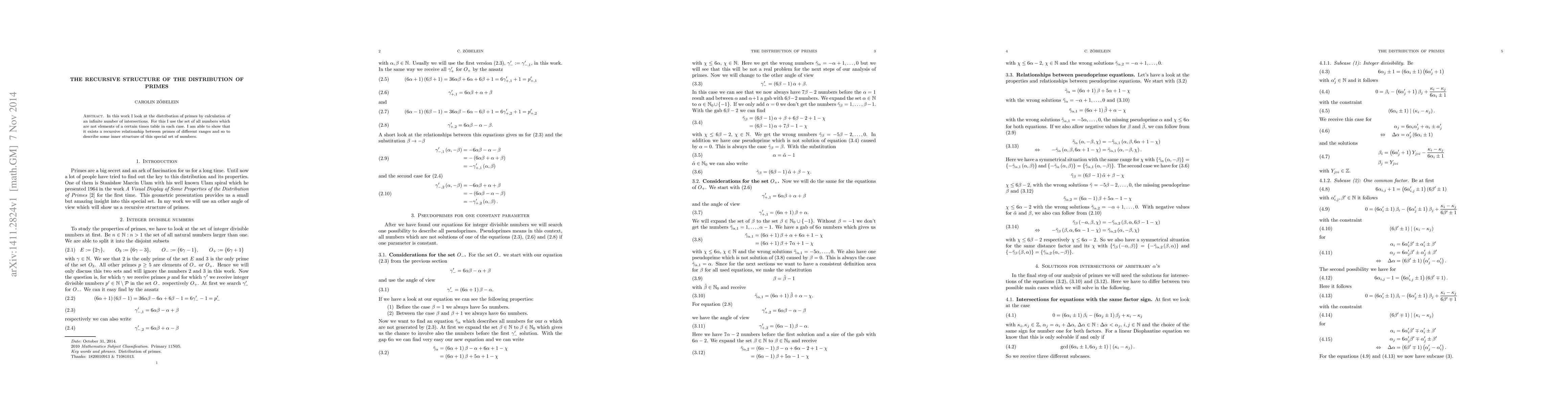Thumbnail for The recursive structure of the distribution of primes