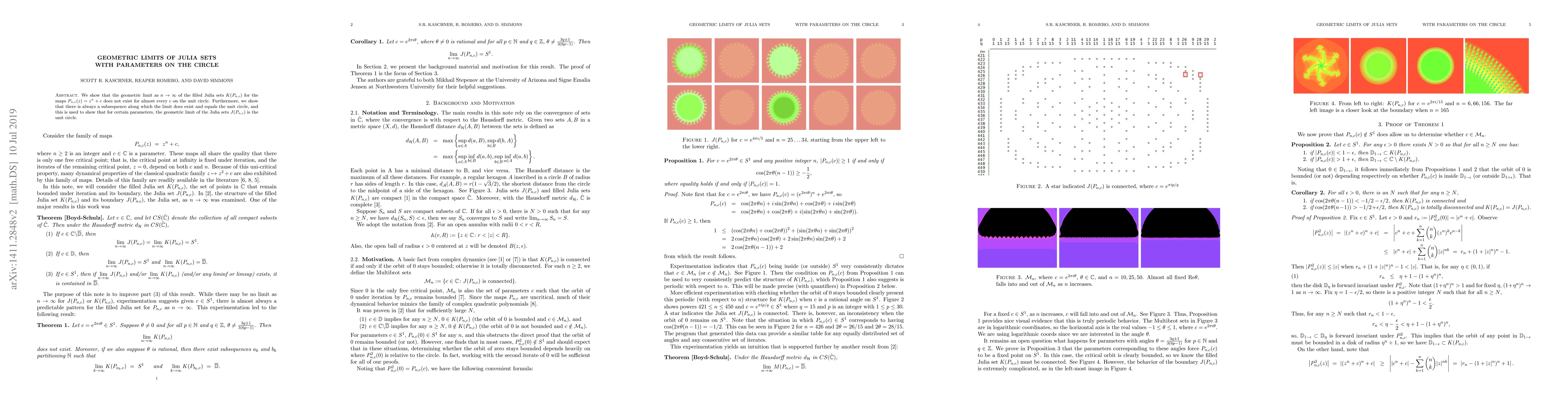 Thumbnail for Geometric Limits of Julia Sets with Parameters on the Circle