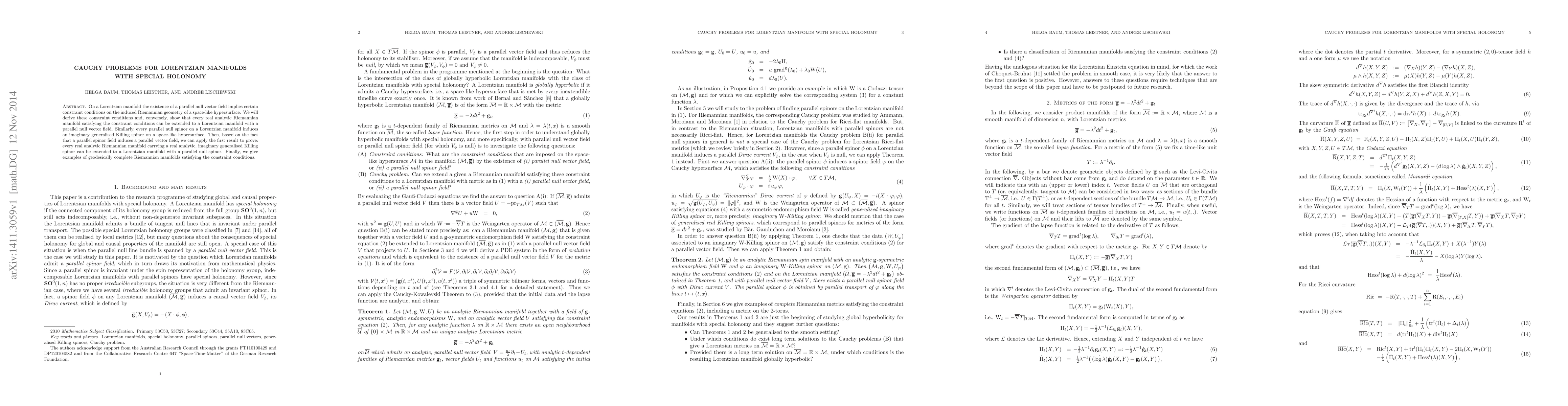 Thumbnail for Cauchy problems for Lorentzian manifolds with special holonomy
