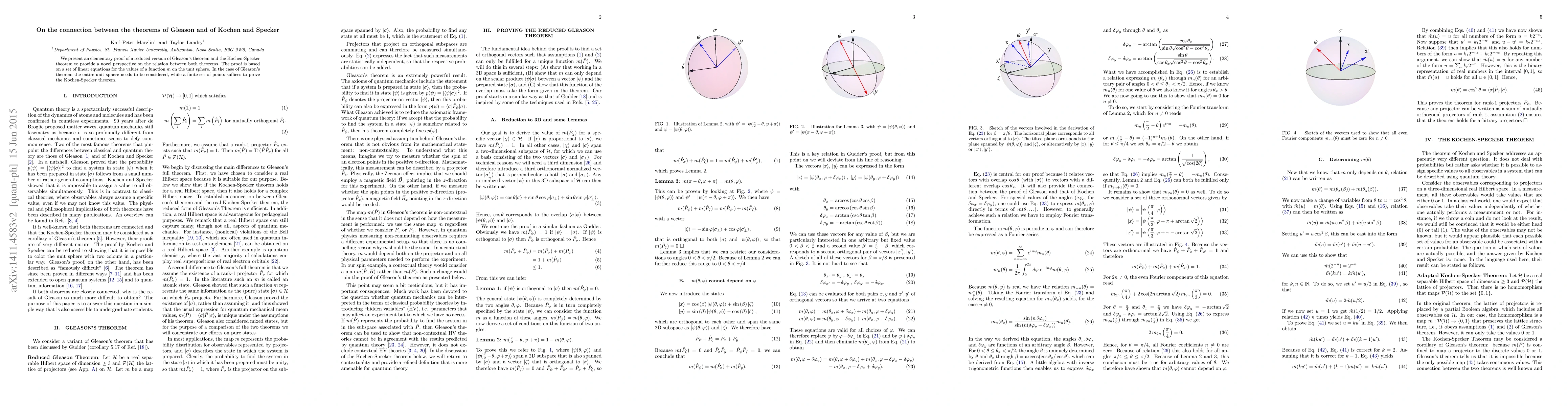 Thumbnail for On the connection between the theorems of Gleason and of Kochen and
  Specker