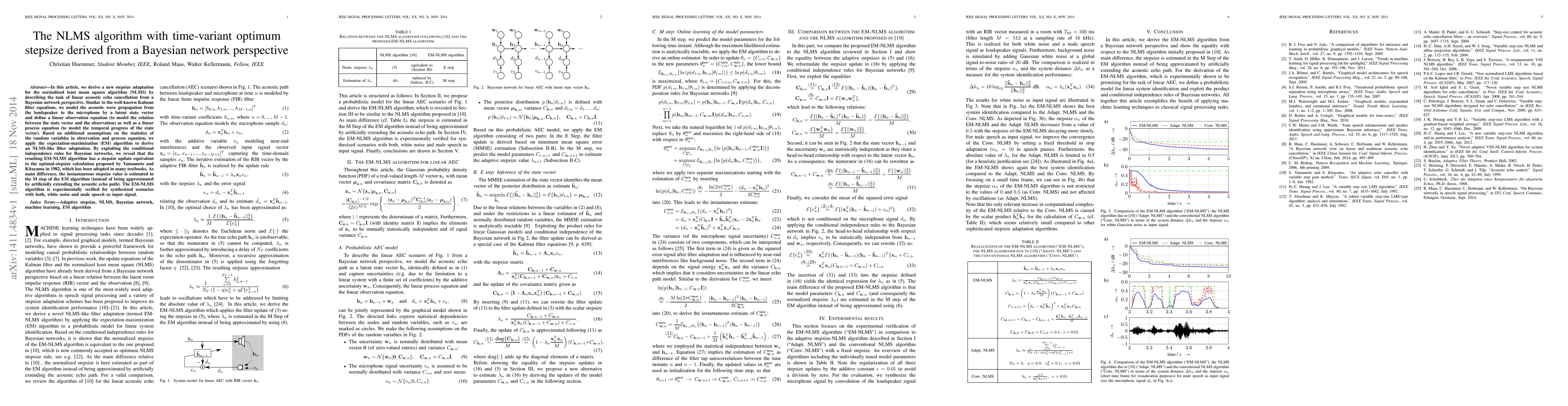 Thumbnail for The NLMS algorithm with time-variant optimum stepsize derived from a
  Bayesian network perspective