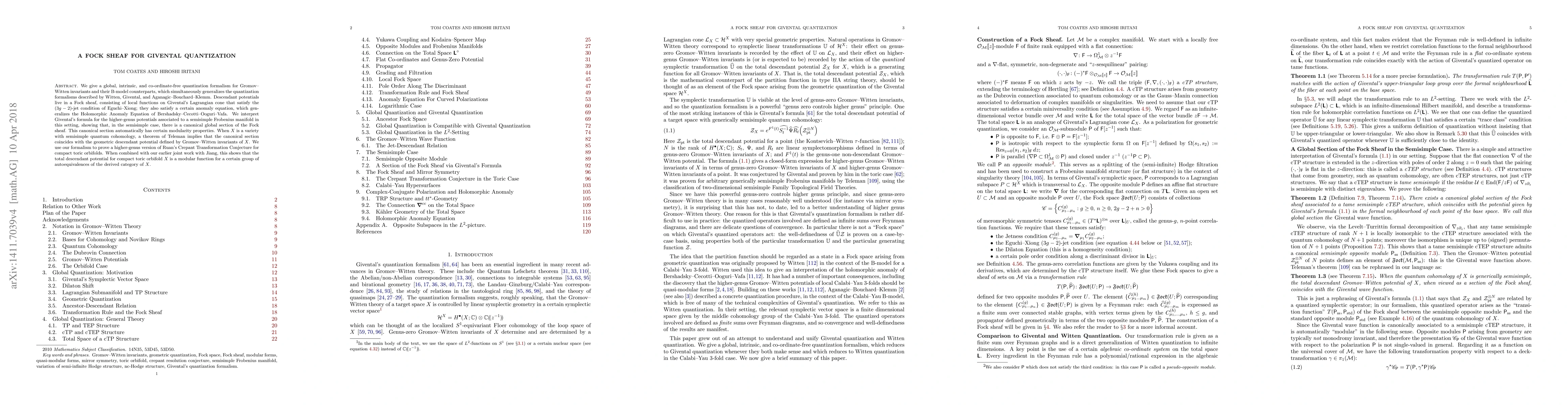 Thumbnail for A Fock Sheaf For Givental Quantization