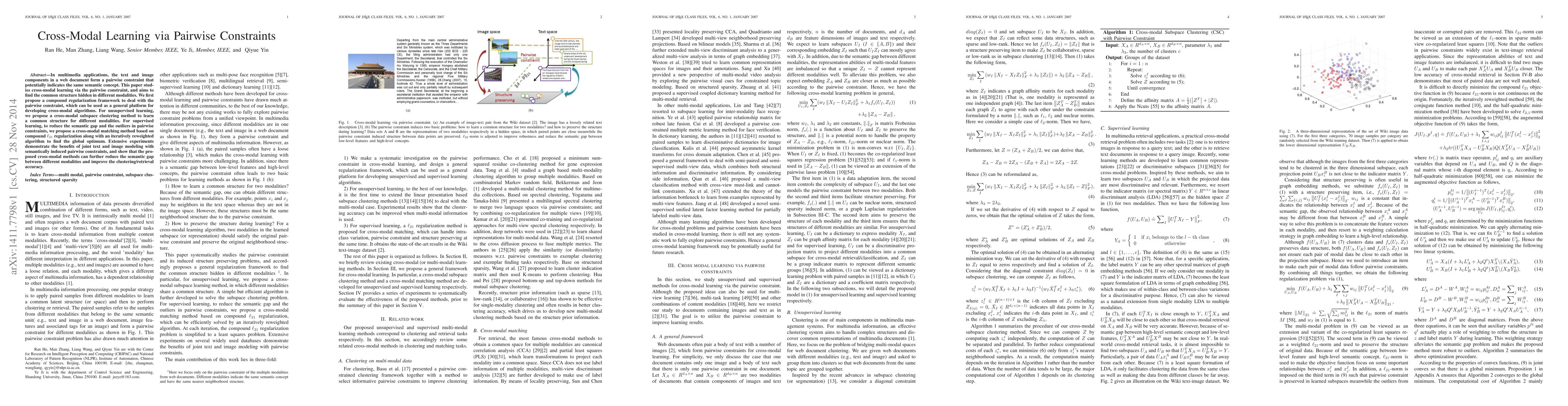 Thumbnail for Cross-Modal Learning via Pairwise Constraints