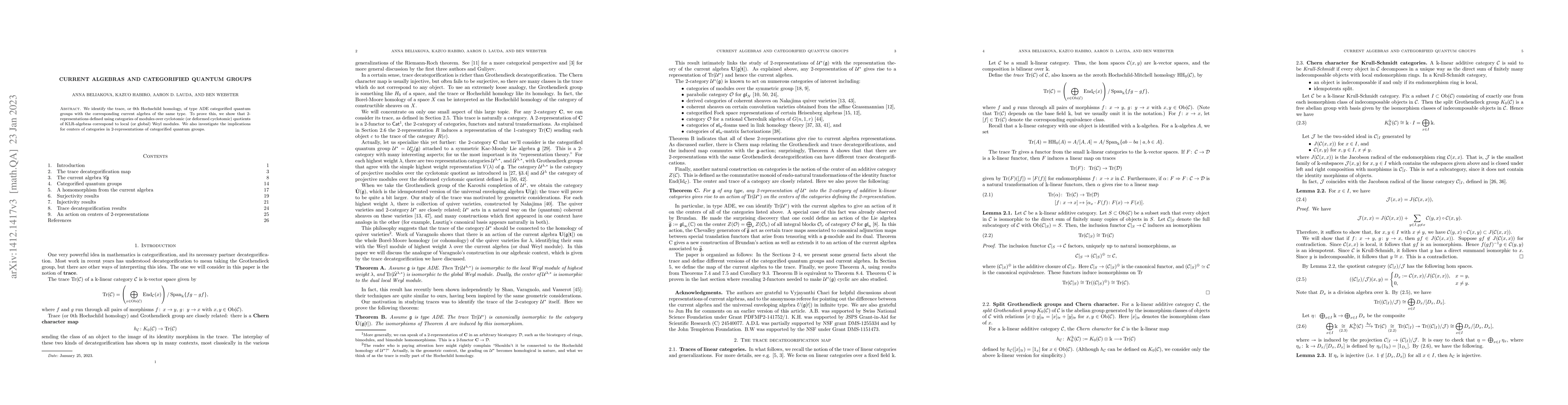 Thumbnail for Current algebras and categorified quantum groups