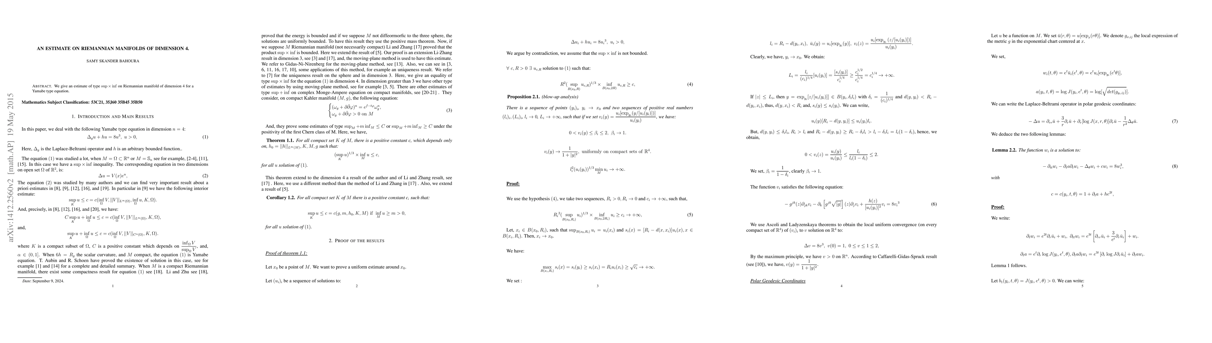 Thumbnail for An estimate on riemannian manifolds of dimension 4