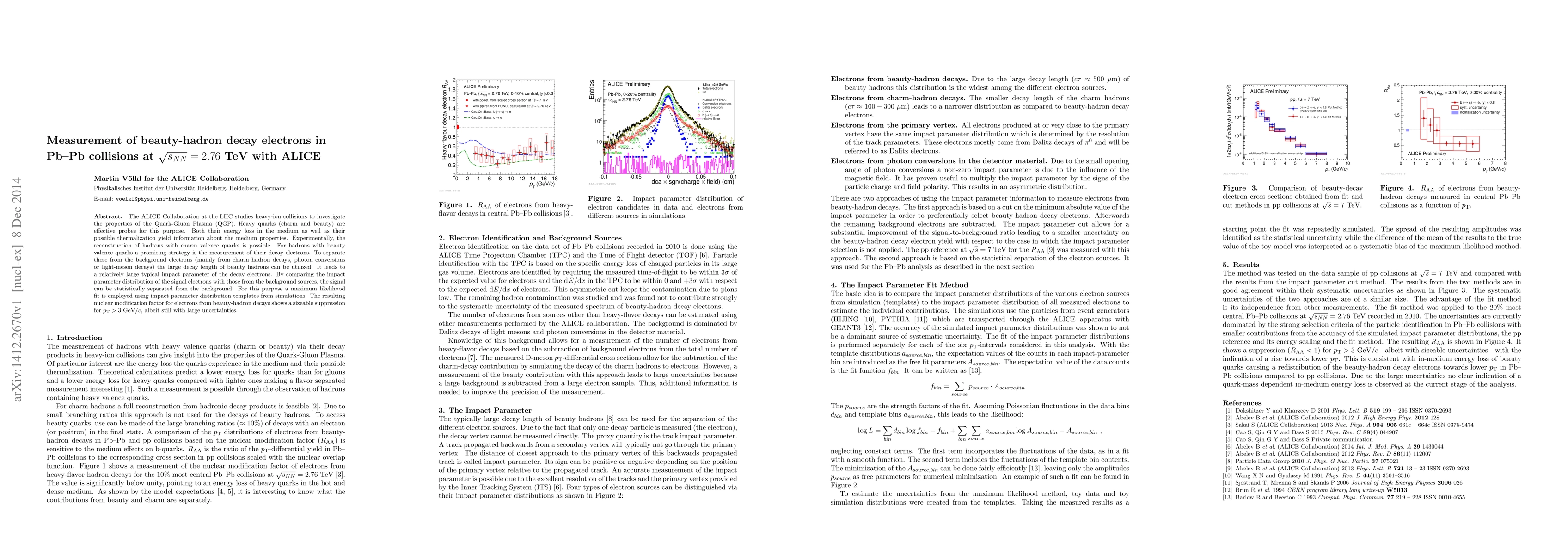 Thumbnail for Measurement of beauty-hadron decay electrons in Pb--Pb collisions at
  sqrt(s_NN) = 2.76 TeV with ALICE