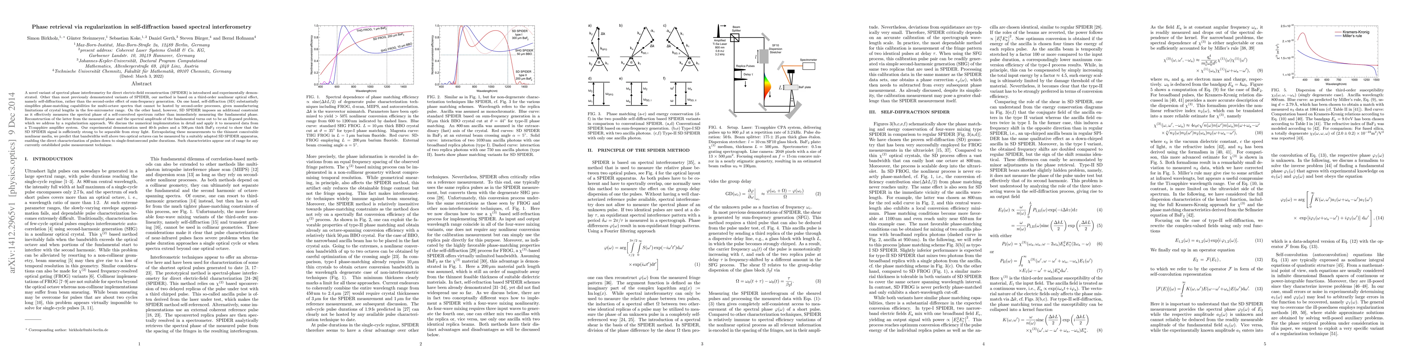 Thumbnail for Phase retrieval via regularization in self-diffraction based spectral
  interferometry