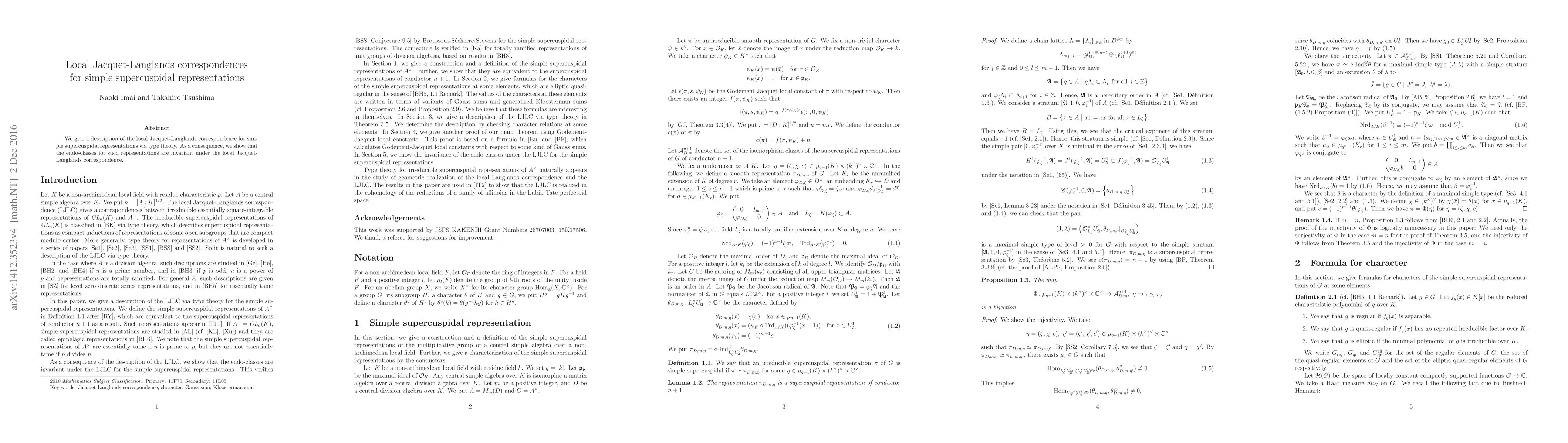 Thumbnail for Local Jacquet-Langlands correspondences for simple supercuspidal
  representations