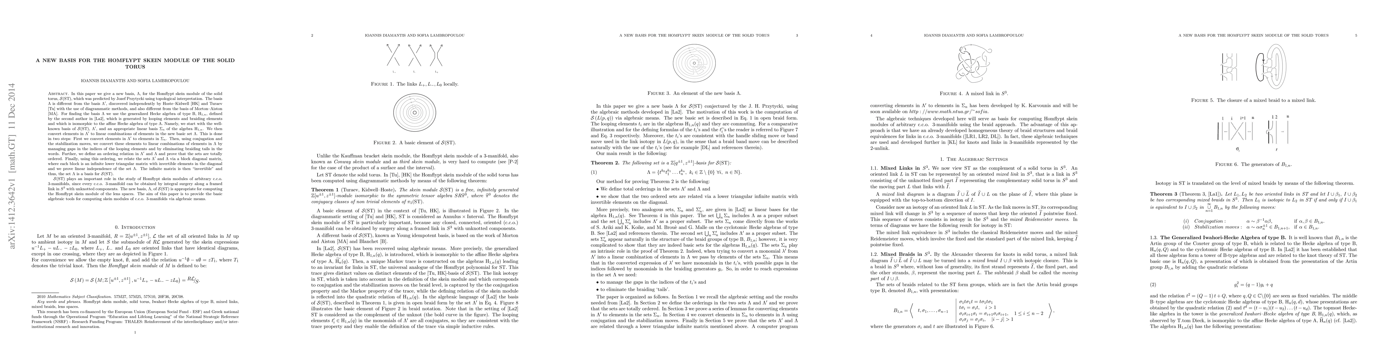 Thumbnail for A new basis for the Homflypt skein module of the solid torus