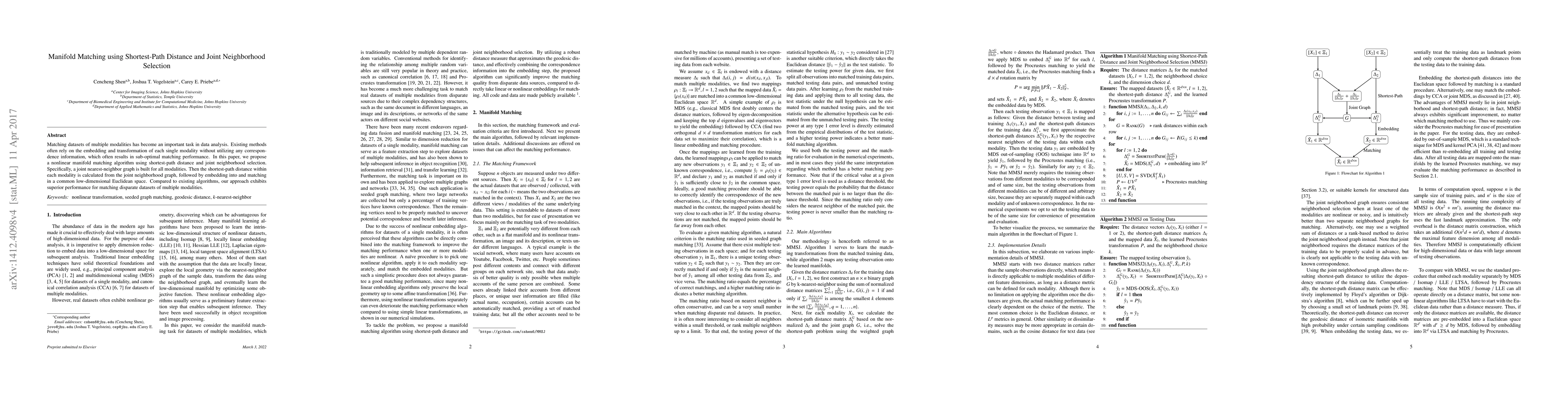 Thumbnail for Manifold Matching using Shortest-Path Distance and Joint Neighborhood
  Selection