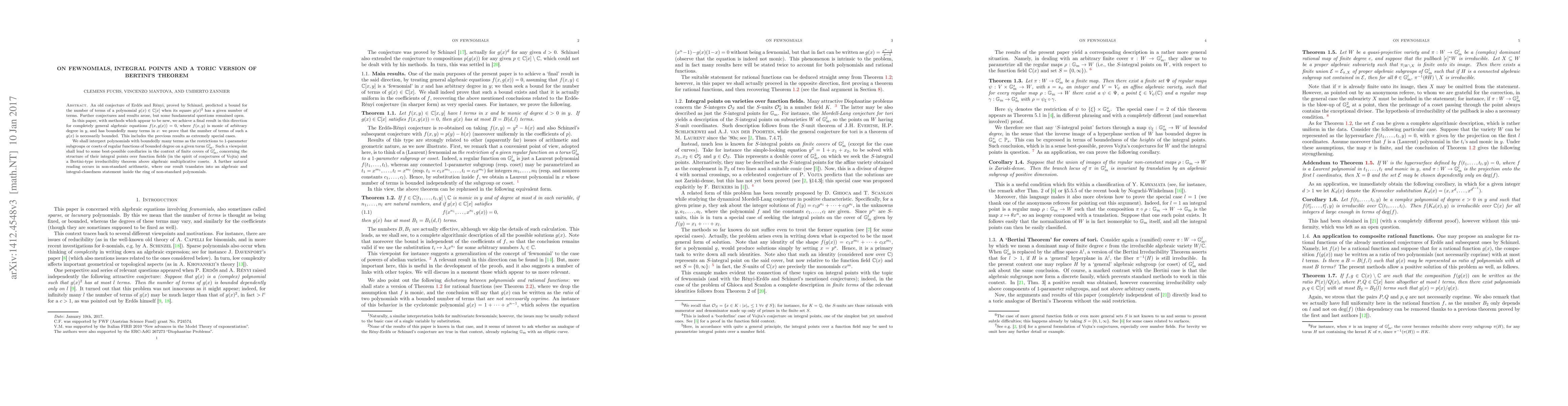 Thumbnail for On fewnomials, integral points and a toric version of Bertini's theorem