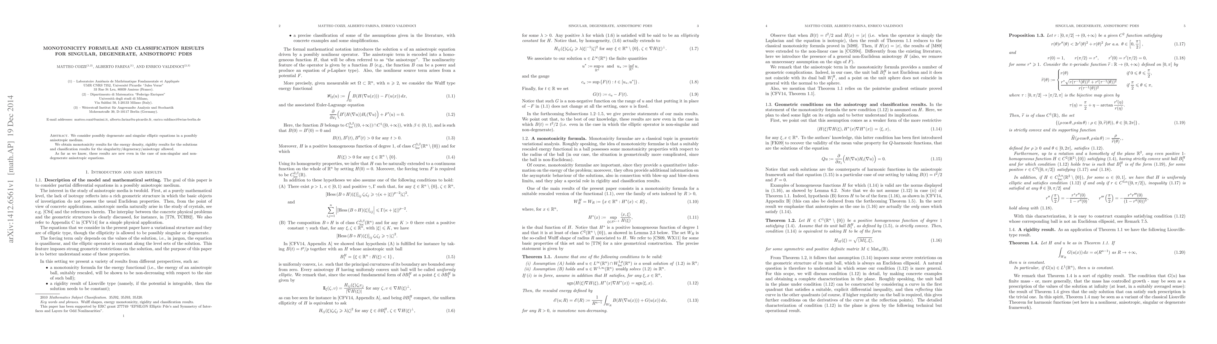 Thumbnail for Monotonicity formulae and classification results for singular,
  degenerate, anisotropic PDEs