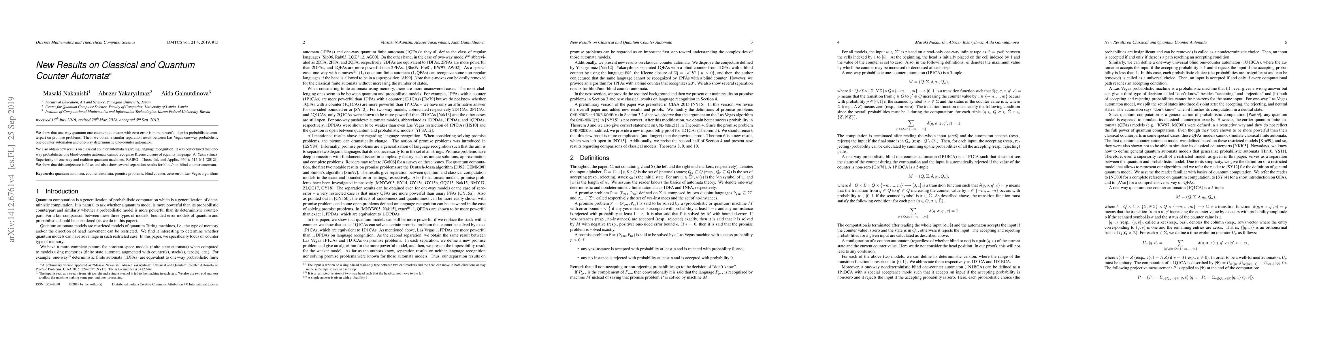 Thumbnail for New results on classical and quantum counter automata