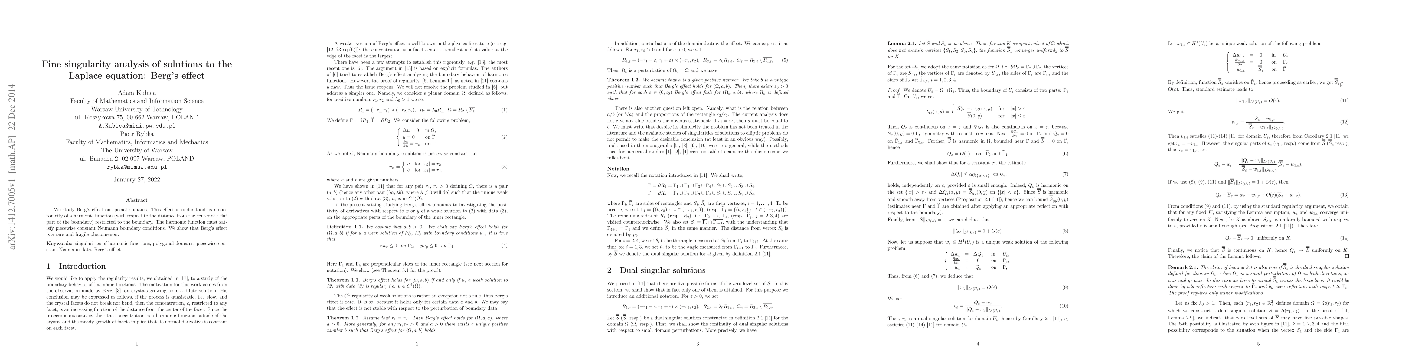 Thumbnail for Fine singularity analysis of solutions to the Laplace equation: Berg's
  effect
