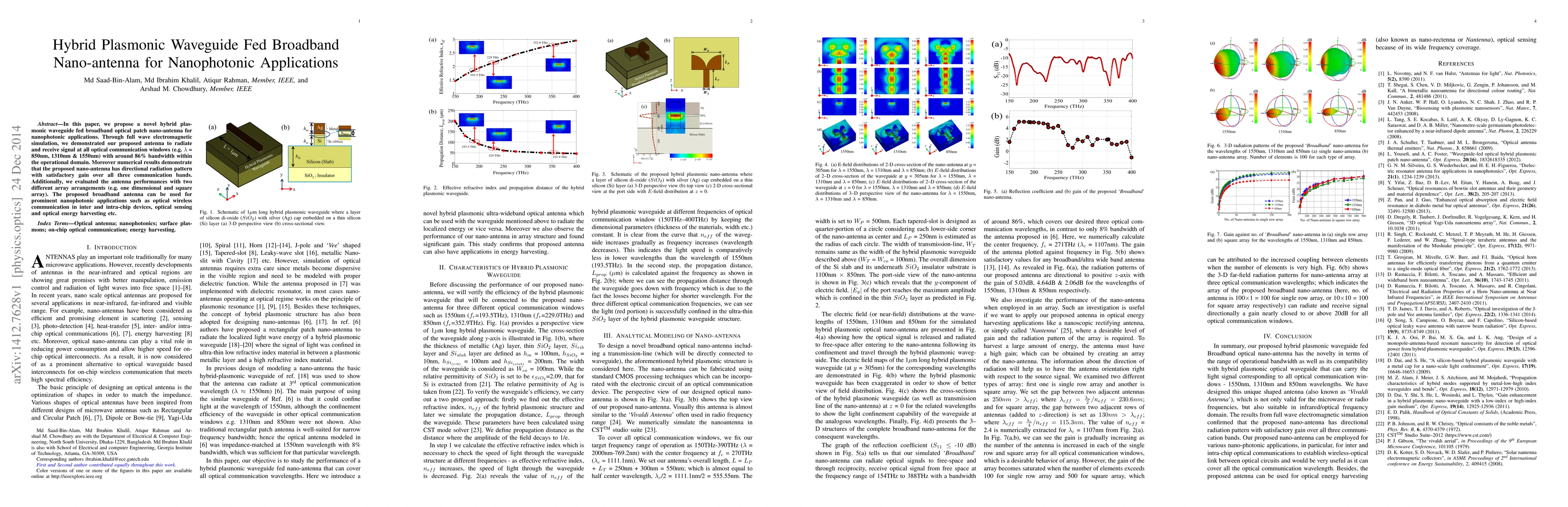 Thumbnail for Hybrid Plasmonic Waveguide Fed Broadband Nano-antenna for Nanophotonic
  Applications